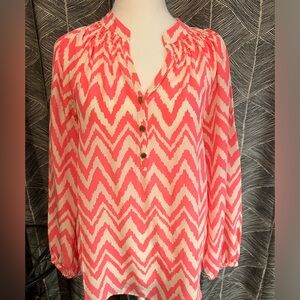 Lilly Pulitzer, pink and white tunic blouse size extra small. Gently worn.